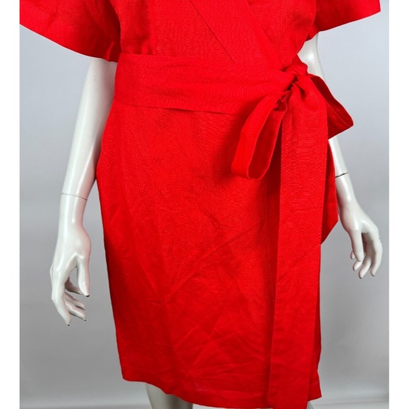 Emily McCarthy Day Rob Linen Wrap‎ Dress Women M NWT Short Sleeve Pockets Tie - Picture 10 of 13